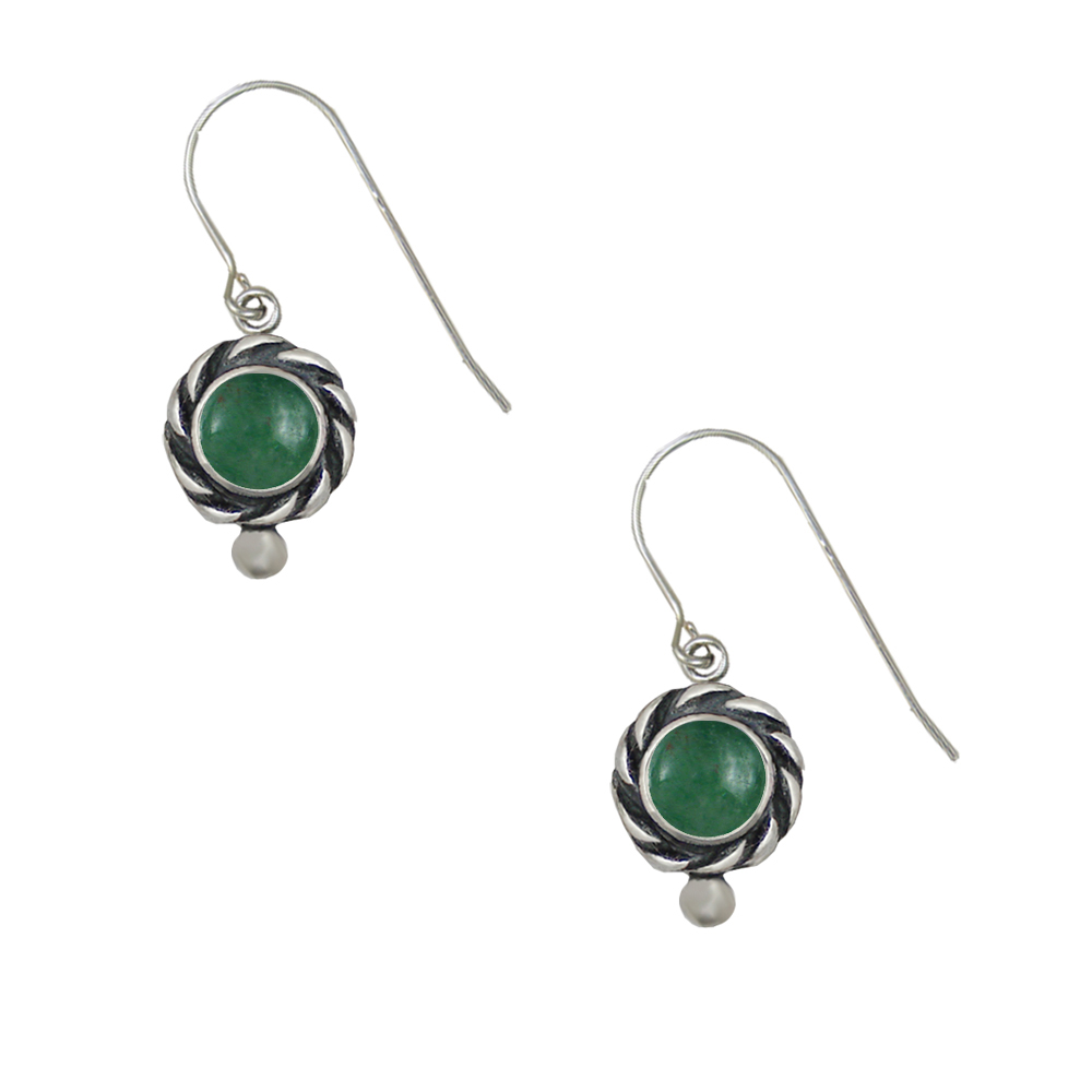 Sterling Silver Petite Jade Gemstone Drop Dangle Earrings